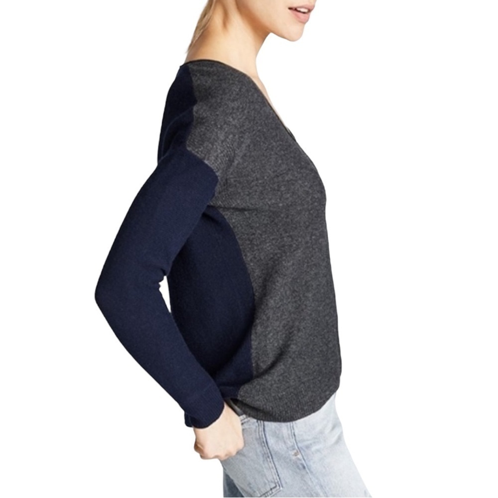 Madewell Kimball Colorblock Sweater Sz S Blue Gray Merino Wool Alpaca Blend - Picture 2 of 14